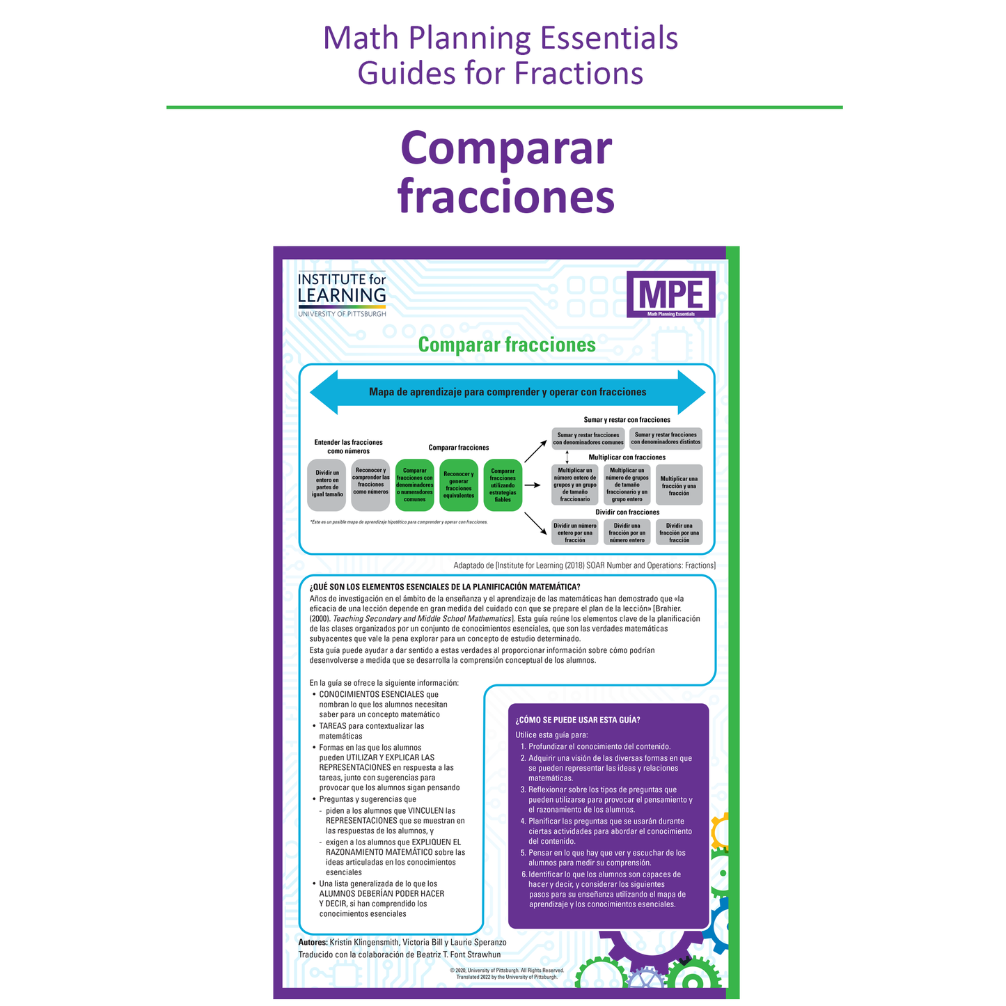 Math Planning Essentials Guides for Fractions