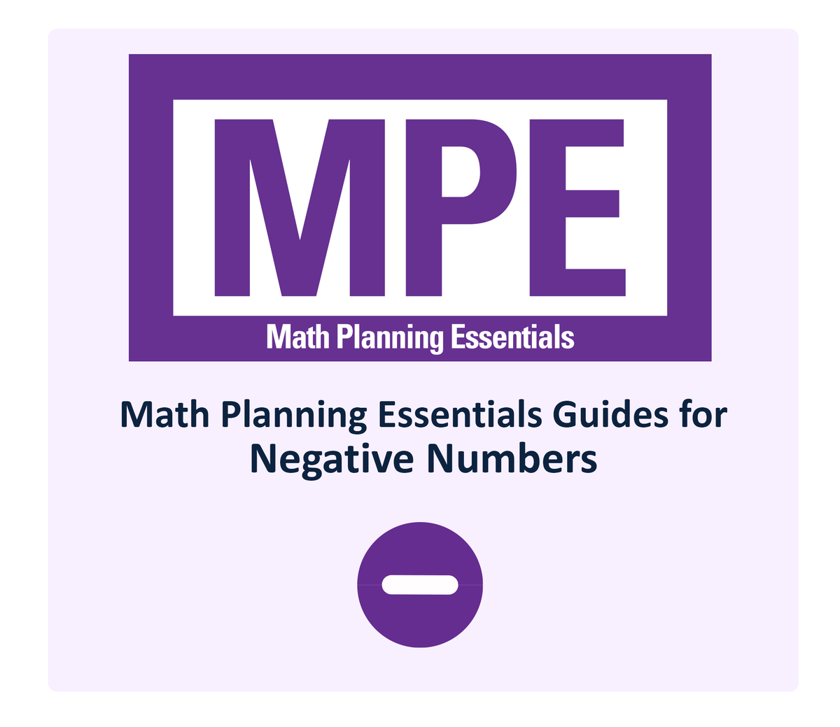 Math Planning Essentials Guides for Negative Numbers