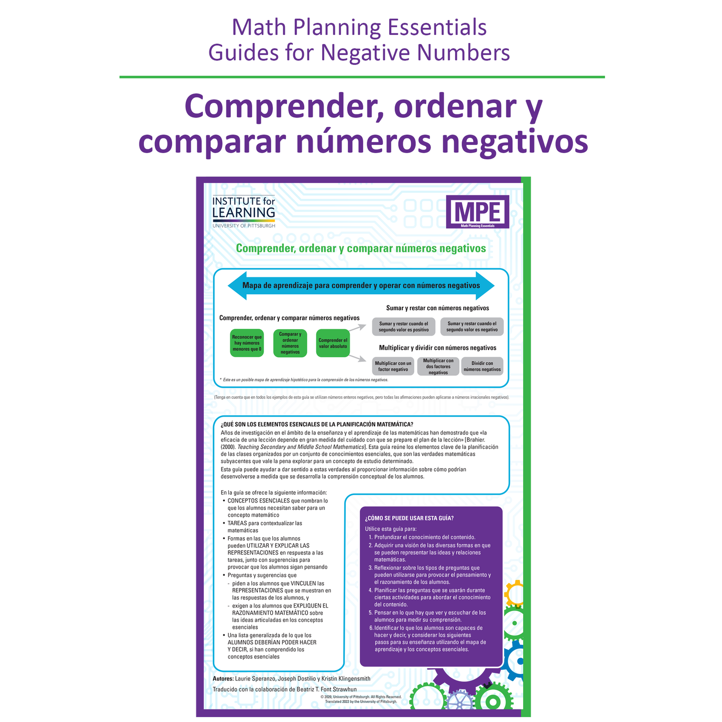Math Planning Essentials Guides for Negative Numbers