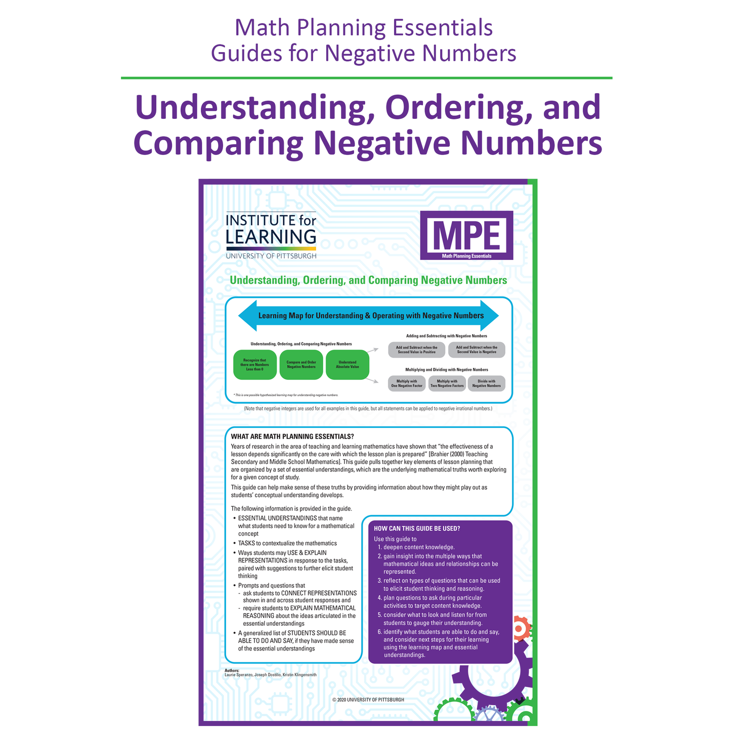 Math Planning Essentials Guides for Negative Numbers