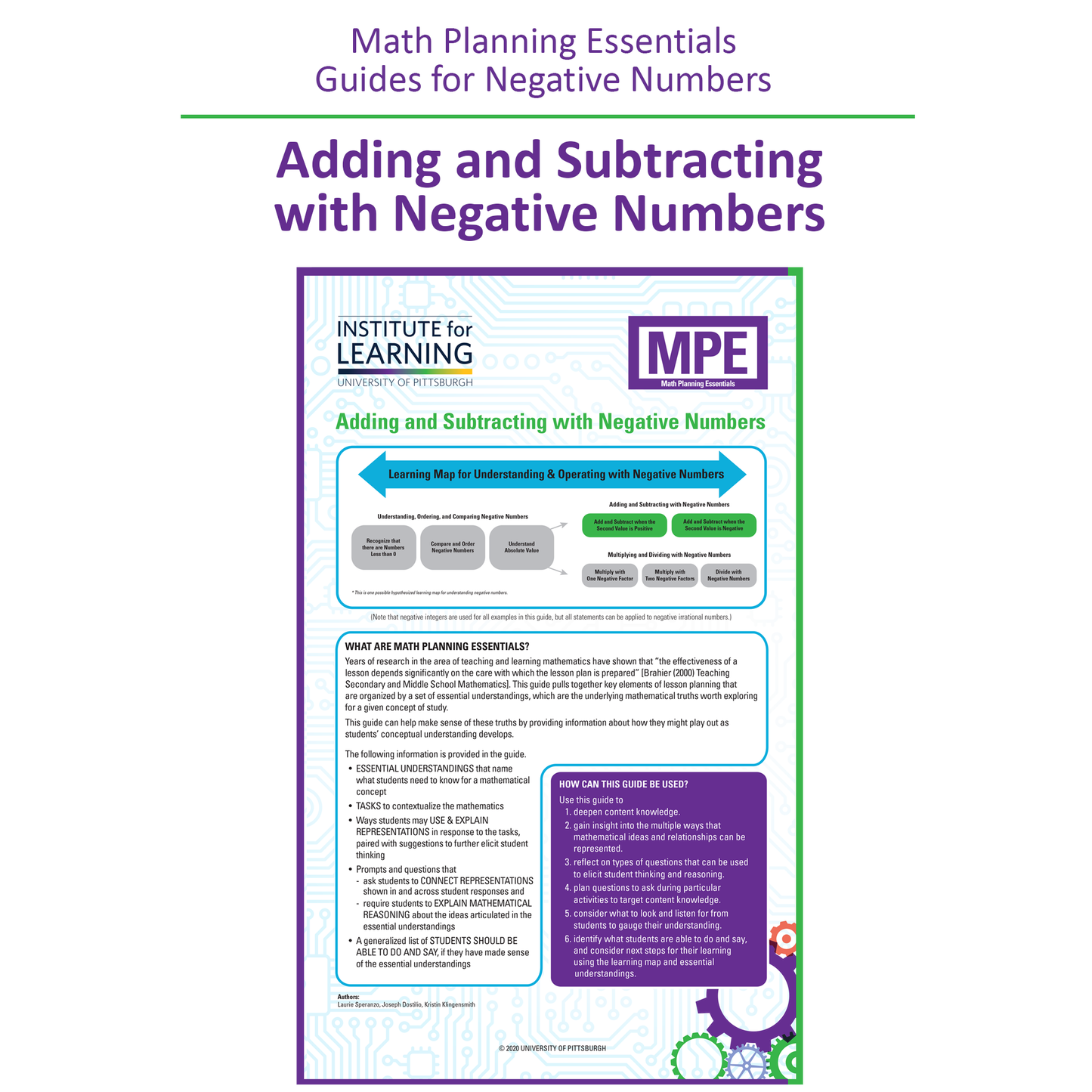 Math Planning Essentials Guides for Negative Numbers